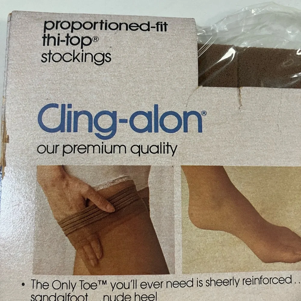 Vintage Sears Cling-alon Thi-Top stockings Sandstone Classic Fit NOS